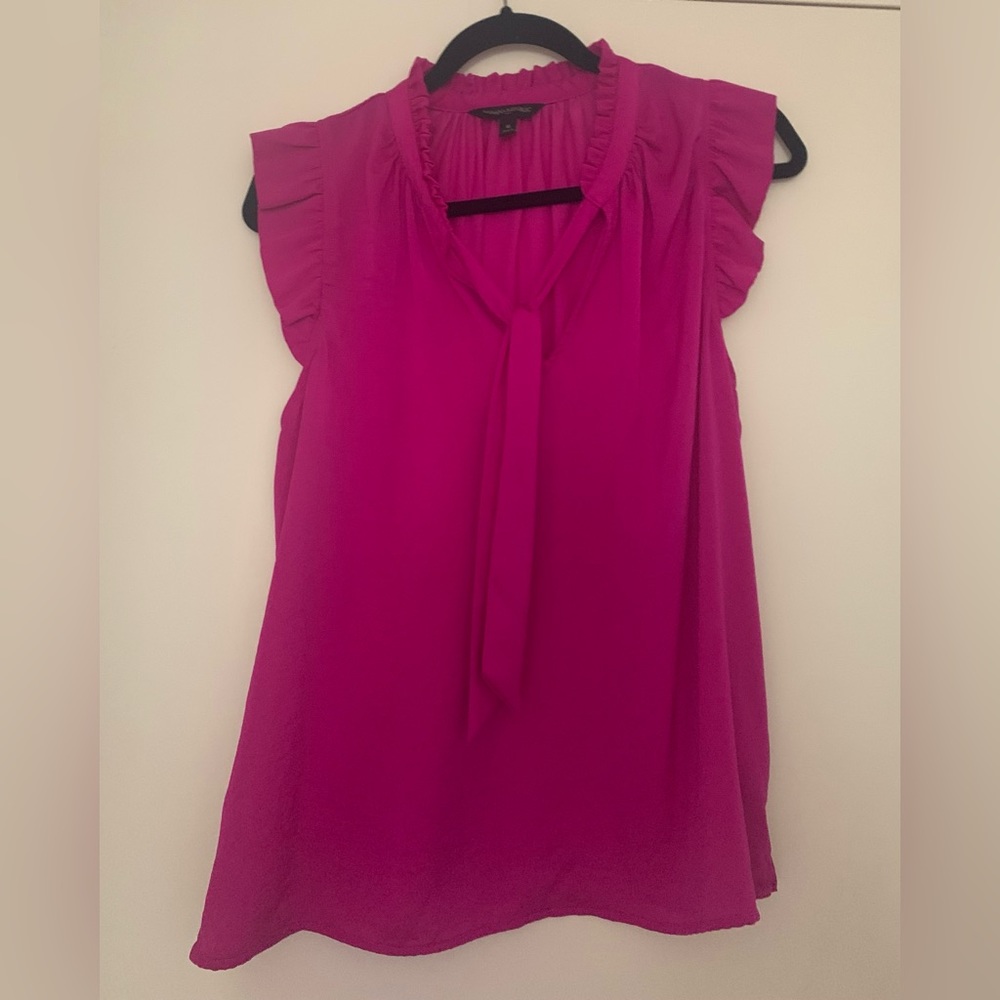 Banana Republic Tie Neck Ruffles Top